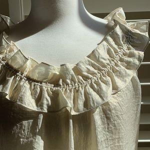 Ann Taylor Gold Ruffle Top M